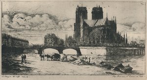 ノートルダムドパリ修道院第4州、6 12 x 11 34インチ、1854年、1927年 作： Charles Meryon
