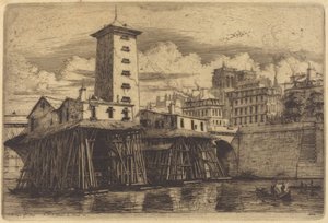 ノートルダムポンプ、パリ（ノートルダムポンプ） 作： Charles Meryon