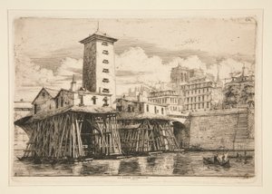 ノートルダムのポンプ、1852 年 作： Charles Meryon