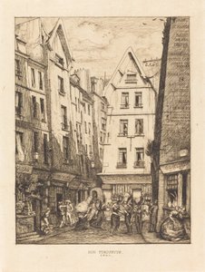 パリ、レ アールのピルエット通り (Pirouette Street, Near the Markets, Paris) 作： Charles Meryon