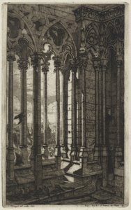 パリのノートルダム美術館 (The Gallery of Notre Dame, Paris) 作： Charles Meryon