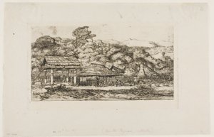バンクス半島、アカロアの先住民の納屋と小屋（1845年