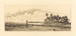 オセアニア、ウベア (ウォリス) の島々。 Peche aux palmes、1845年 作： Charles Meryon