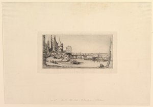 ポン・オー・チェンジ歩道橋、1621年の火災後 作： Charles Meryon