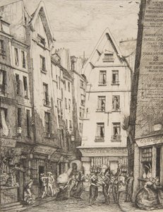 レ・アールのピルエット通り パリ、レ・アールのピルエット通り、ローレンスの後、1860年。 作： Charles Meryon
