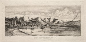 チャコールバーナーズポイントのセーヌ釣り、アカロア、バンクス半島、1845年、1863年。 作： Charles Meryon