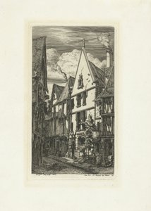ブールジュのStraat Rue des Toiles ブールジュのトワル通り 作： Charles Meryon