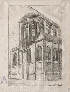 聖マルティンシュルレネル教会の後陣、1860年。 作： Charles Meryon