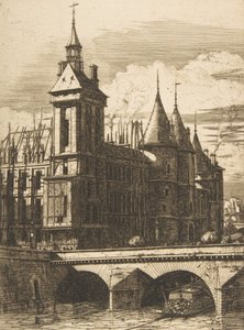 時計塔、パリ、1852 年。 作： Charles Meryon