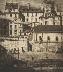 遺体安置所、パリ・ラ・モルグ、1854年。 作： Charles Meryon