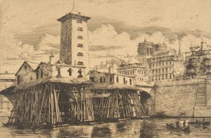 ノートルダムのポンプ、パリ、1​​852 年。 作： Charles Meryon
