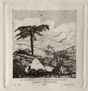 アカロアの老兵入植者小屋、1845 年 作： Charles Meryon