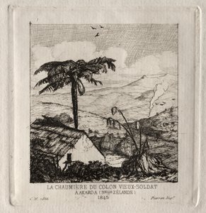 アカロアの古兵入植者小屋、1845年、1866年。 作： Charles Meryon
