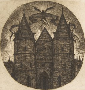 パレ・ド・ジャスティスの旧門、パリ、1854年。 作： Charles Meryon