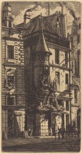 Rue de la Tixéranderie、パリの小塔 (パリ、織工通り、小塔のある家) 作： Charles Meryon
