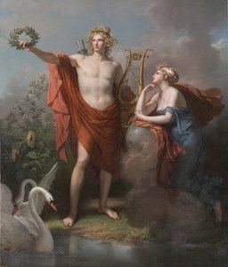 アポロ、光の神、雄弁、詩とウラニアとの美術、ミューズオブ天文学、1789 作： Charles Meynier