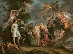 戦争中に科学と芸術を奨励したフランス、1794年に勝利 作： Charles Meynier
