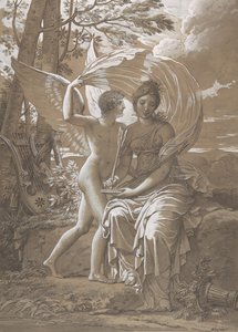 愛に触発された詩を書くミューズ・エラト、カリフォルニア州。 1797年。 作： Charles Meynier