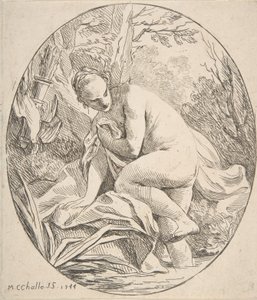 入浴中のダイアナ、1744年。 作： Charles Michel Ange Challe