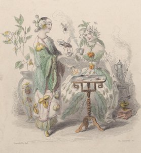 紅茶とコーヒー、Les Fleurs Animées、1847年より。