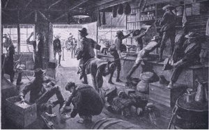 グランジ川の敷地内の商店を略奪するボーアーズ、イラスト「After Pretoria：The Guerilla War、1902」 作： Charles Mills Sheldon