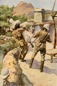1901年、バグワーナの騎兵隊によって救われたロバーツ。 作： Charles Mills Sheldon