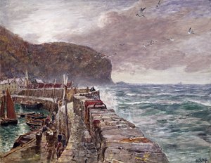 Clovelly Pier 作： Charles Napier Hemy