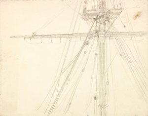 紙にマストとリギング鉛筆の詳細 作： Charles Napier Hemy
