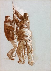 ロープを引く漁師（ボディカラー） 作： Charles Napier Hemy