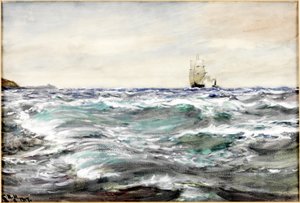 バーのラフウォーター（紙の水彩とボディカラー） 作： Charles Napier Hemy