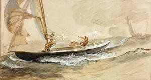 レーシングヨットの研究（ボディカラーと水彩紙） 作： Charles Napier Hemy