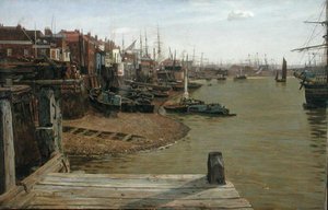 ライムハウスのテムズ川 作： Charles Napier Hemy