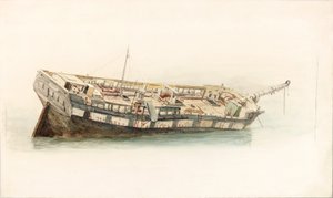 戦争の男の残骸（bodycolour） 作： Charles Napier Hemy