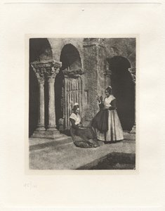 プレート II – アルルのサン トロフィームの回廊にある 2 つのアルルシアン (プレート II – アルルのサン トロフィームの回廊にある 2 つのアルルシアン) 作： Charles Nègre, André Jammes