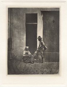 プレート IV – 立っているピッフェラーロと座っているイタリアの農民、21 ケ ブルボンの中庭 作： Charles Nègre, André Jammes