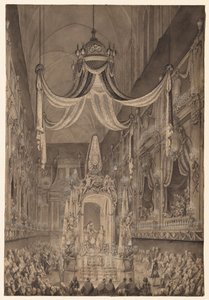 ノートルダム教会でのスペインのマリーテレーズ、フランスのドフィーヌの葬式... 1746年、c。 1746。 作： Charles Nicolas Cochin