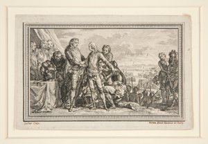 Le Roi arme le Dauphin a Fontenoy (王はフォントノワで王太子を武装させる) 作： Charles Nicolas Cochin the younger