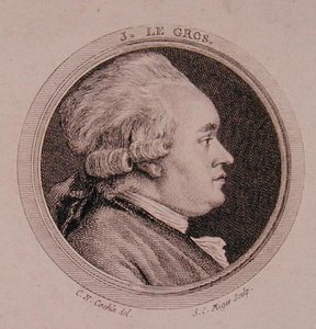 シモン・シャルル・ミガー（1736-1820）が彫ったジョセフ・ル・グロ（1739-93）の肖像（エングレーヴィング 作： Charles Nicolas II (after) Cochin