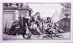 ドニ・ディドロ（1713-84）の作品のための校正図「算術」（銅版画 作： Charles Nicolas II Cochin