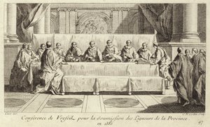 ラングドックのカトリック連盟のメンバーの投稿会議 作： Charles Nicolas II Cochin