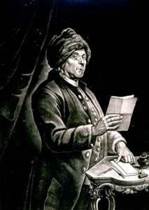 ベンジャミン・フランクリンの肖像、1777（リソ）（bw写真） 作： Charles Nicolas II Cochin