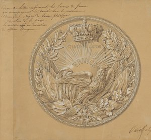 1830年の憲章を記念するメダルのデザイン、1830年。 作： Charles Nicolas Odiot