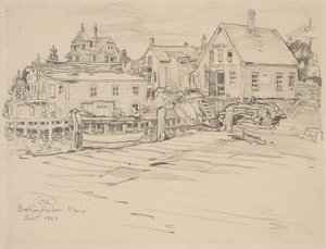 メイン州ブースベイハーバー、1923年（紙にグラファイト） 作： Charles P. Reiffel
