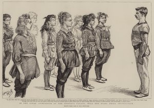 ピープルズパレス、マイルエンドロードの女の子の体育館で、ドリルの指導 作： Charles Paul Renouard
