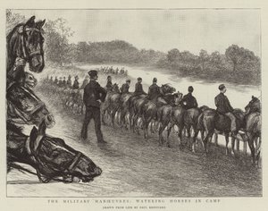 キャンプで馬に水をまく軍事作戦 作： Charles Paul Renouard