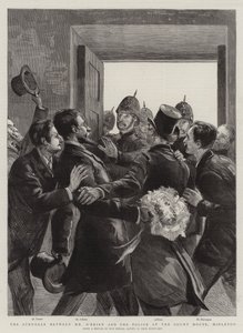 ミドルトンのコートハウスでのオブライエン氏と警察間の闘争 作： Charles Paul Renouard