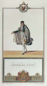 ナポレオンの戴冠式のための国家評議員の制服、1804（カラー彫刻）