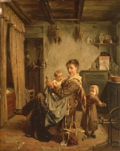 Cache-Cache、母と子のいるインテリア 作： Charles Petit