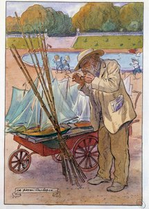 1909年のチュイルリー庭園の船商 シャルル・ペズー・ディット・カルロペスの素描（20世紀） 作： Charles Pezeu Carlopez