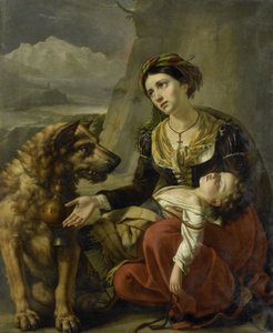 セントバーナード犬は、病気の子供を持つ行方不明の女性を助けに来ます 作： Charles Picqué